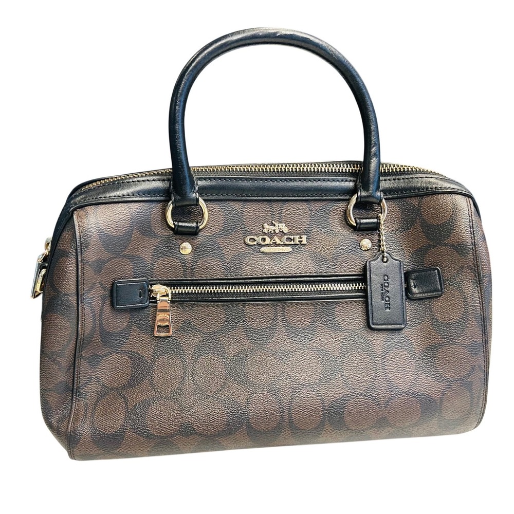 Coach Brown and Black Signature Satchel